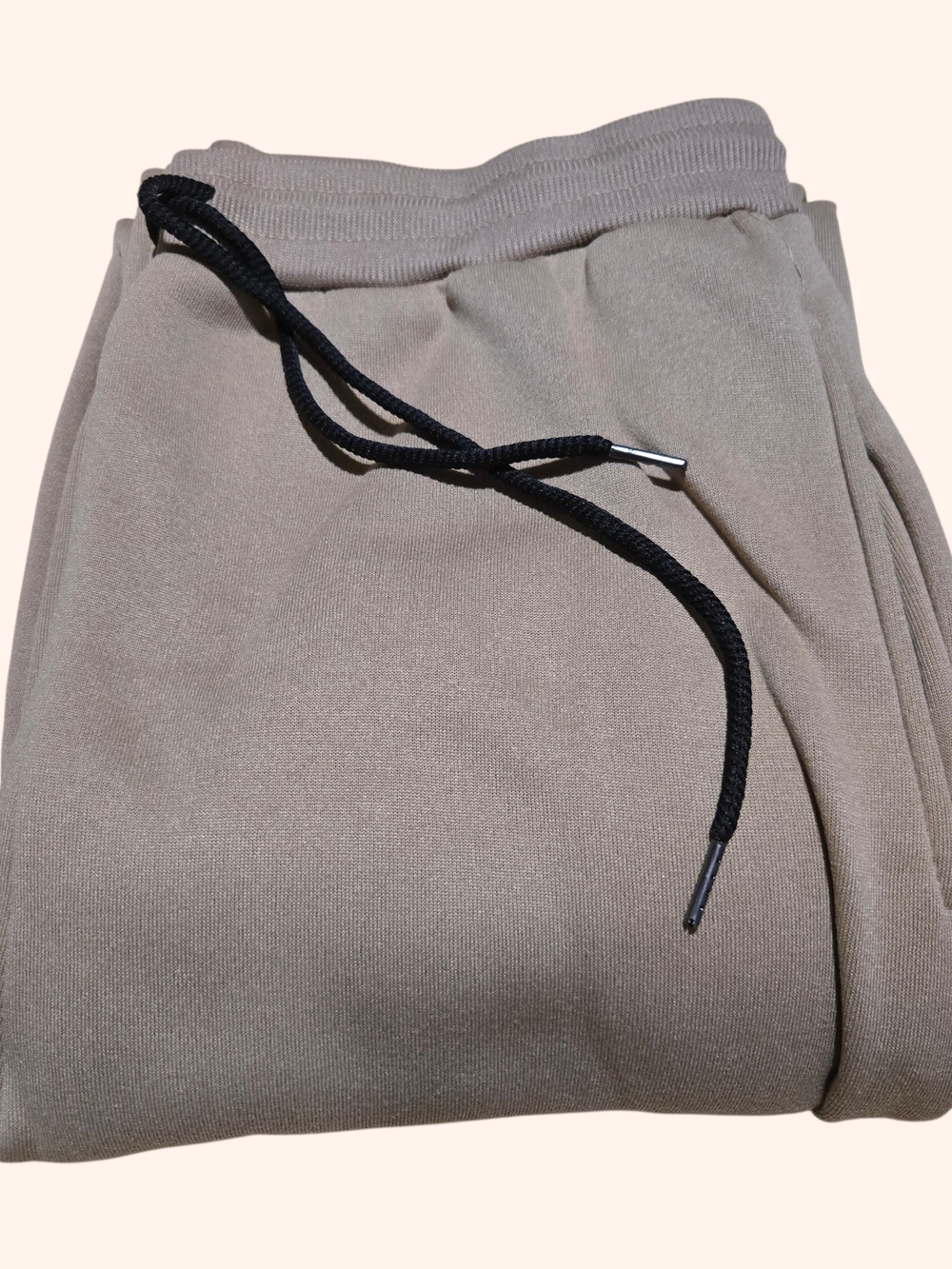Neutral Taupe Jogger Sweatpants with Black Drawstring
